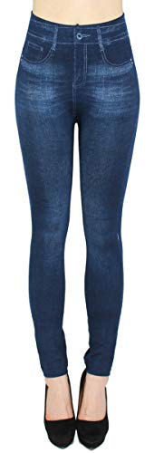 dy_mode Damen Thermo Leggings Thermohose mit Innenfutter - WL027 (36/38 - S/M, WL082-Blau) von dy_mode