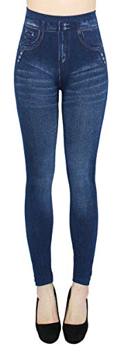 dy_mode Damen Thermo Leggings Thermohose mit Innenfutter - WL027 (S/M, WL093-Blue) von dy_mode