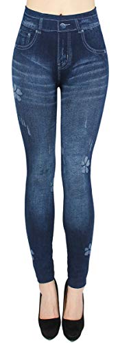 dy_mode Damen Thermo Leggings Thermojeggings mit Innenfutter - WL020 (40/42 - L/XL, WL097-Dezentschick) von dy_mode