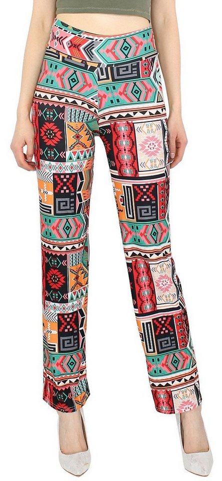 dy_mode Dancehose Damen Dancepants High Waist Stoffhose Straight Leg Leggings Bunt mit elastischem Bund, Bunt gemustert von dy_mode