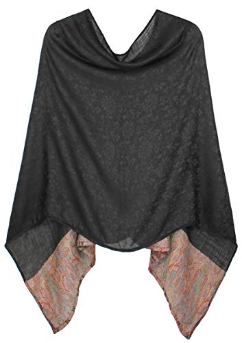 dy_mode Eleganter Poncho/Cape für Damen weich, leicht, chic - Poncho Damen - WJ036 (WJ036-Schwarz) von dy_mode