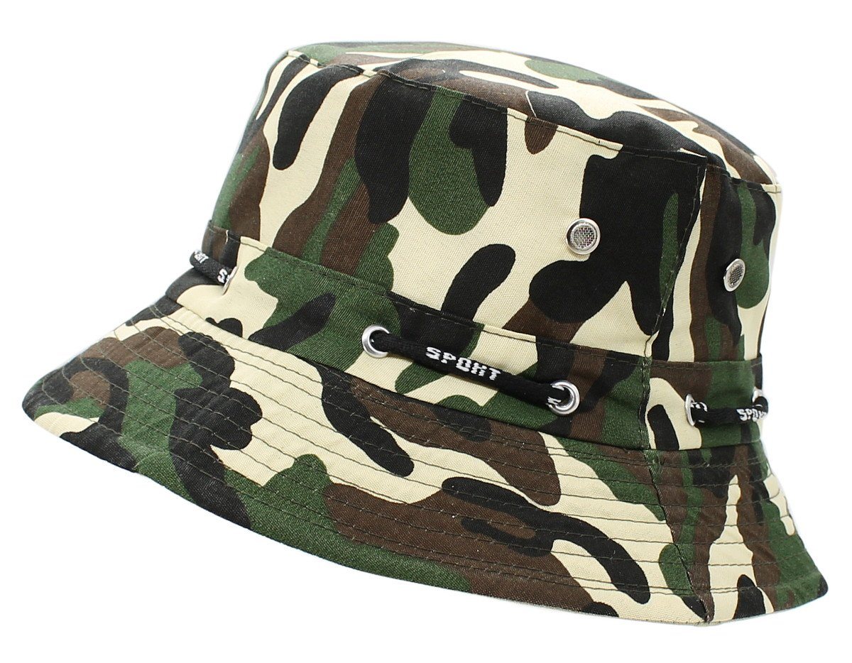 dy_mode Fischerhut Bucket Hat Herren Fischerhut Camouflage Anglerhut Mütze Tarnmuster Bucket Hat, Stoffhut von dy_mode