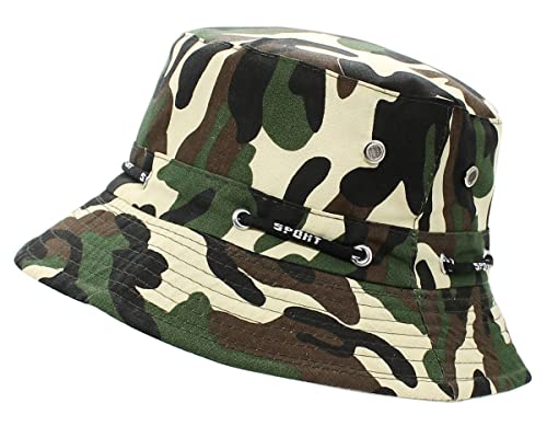 dy_mode Fischerhut Herren Bucket Hat Anglerhut Camouflage Hut Mütze Tarnmuster Faltbare Sonnenmütze - BH005 (BH005-Camouflage-4) von dy_mode
