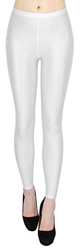 dy_mode Glanz Leggings Damen Bunte Tanz Leggings glänzende Leggins Shiny One Size - JL116 (One Size - geeignet für Gr.36-38, JL116-Cremeweiß) von dy_mode