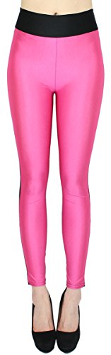 dy_mode Glanz Leggings Damen Bunte Tanz Leggings glänzende Leggins Shiny zweifarbig - JL245 (36/38 - S/M, JL245-Pink) von dy_mode
