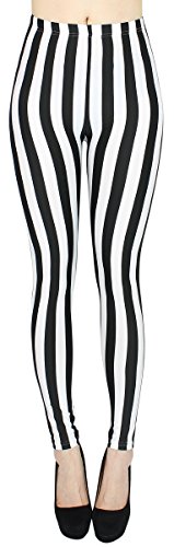 dy_mode High Waist Damen Leggings Schwarz Weiß gestreift Streifen Hose Damen Röhren Skinny - One Size - JL058 von dy_mode