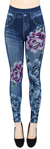 dy_mode High Waist Leggings Damen Hose Jeggings in Jeans Optik ideal für Frühjahr Sommer - OneSize Gr.36-42 - JL078 (JL132 | Gr.36-42) von dy_mode