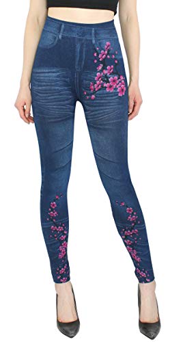 dy_mode High Waist Leggings Damen Jeggings Jeans Optik mit Verschiedene Waschungen - YLG063-065 (JL221-PinkCherry | One Size Gr.36-42) von dy_mode