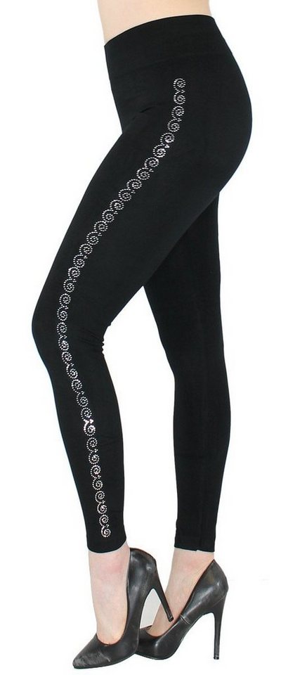 dy_mode Highwaist Leggings Damen Leggings Fitness-Leggings mit Glitzer Strass Leggins High Waist mit elastischem Bund von dy_mode