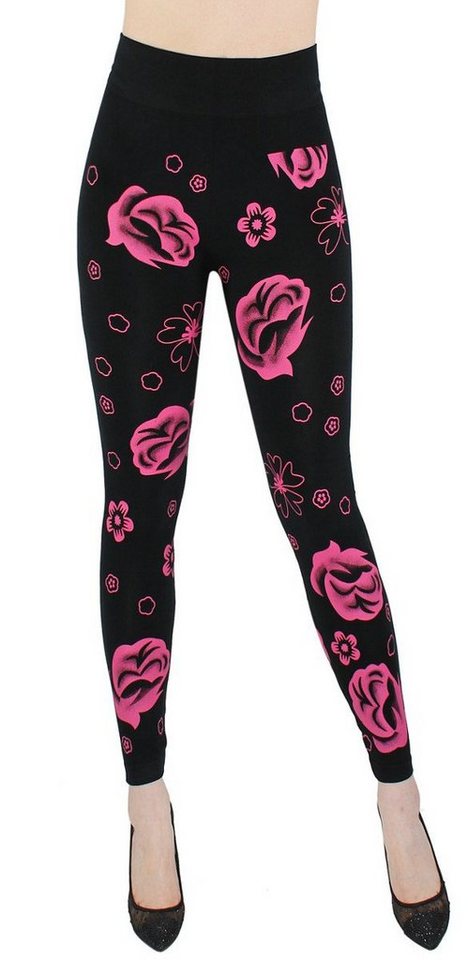 dy_mode Highwaist Leggings Damen Leggings mit Bunte Blumen Muster Fitness Leggins Laufhose mit elastischem Bund, Bunt Geblümt von dy_mode