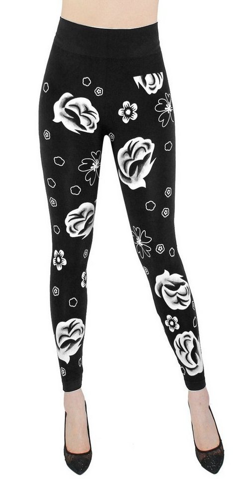 dy_mode Highwaist Leggings Damen Leggings mit Bunte Blumen Muster Fitness Leggins Laufhose mit elastischem Bund, Bunt Geblümt von dy_mode