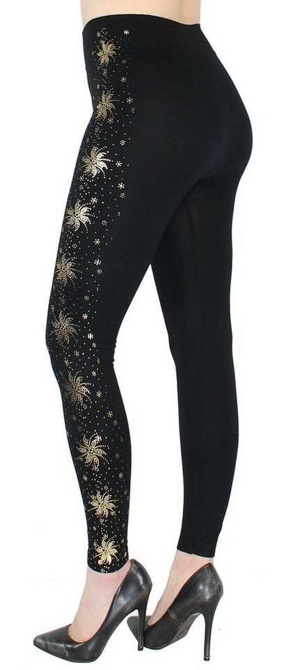 dy_mode Highwaist Leggings Damen Leggings mit Glanz Druck Schmetterling Muster Glitzer Leggins mit elastischem Bund, Hochbund von dy_mode