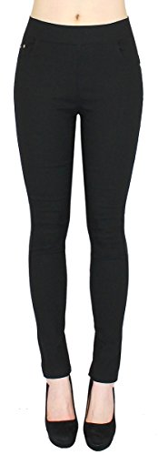 dy_mode Hose Damen Jeans Hose/Röhren Jeanshose Treggings mit Gummibund und Taschen - Gr. 36 bis 44 - DH100 (40/L, DH100-Schwarz) von dy_mode