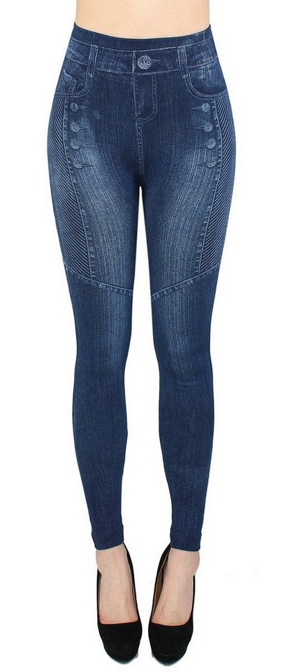 dy_mode Jeggings Damen Jeggings High Waist Leggings in Jeans Optik Bequem Jeansleggings mit elastischem Bund von dy_mode