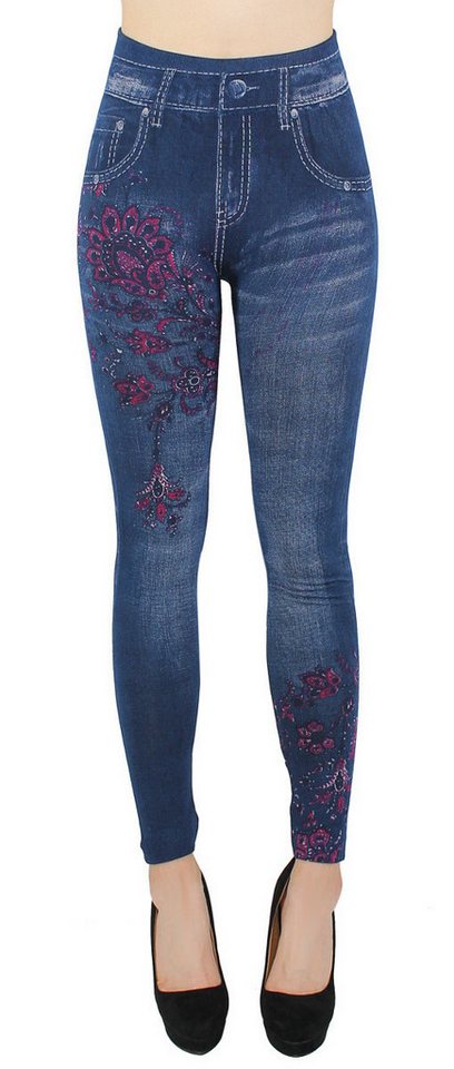 dy_mode Jeggings Damen Jeggings High Waist Leggings in Jeans Optik Bequem Jeansleggings mit elastischem Bund von dy_mode