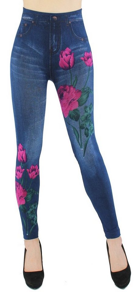 dy_mode Jeggings Damen Jeggings High Waist Leggings in Jeans Optik Bequem Jeansleggings mit elastischem Bund von dy_mode