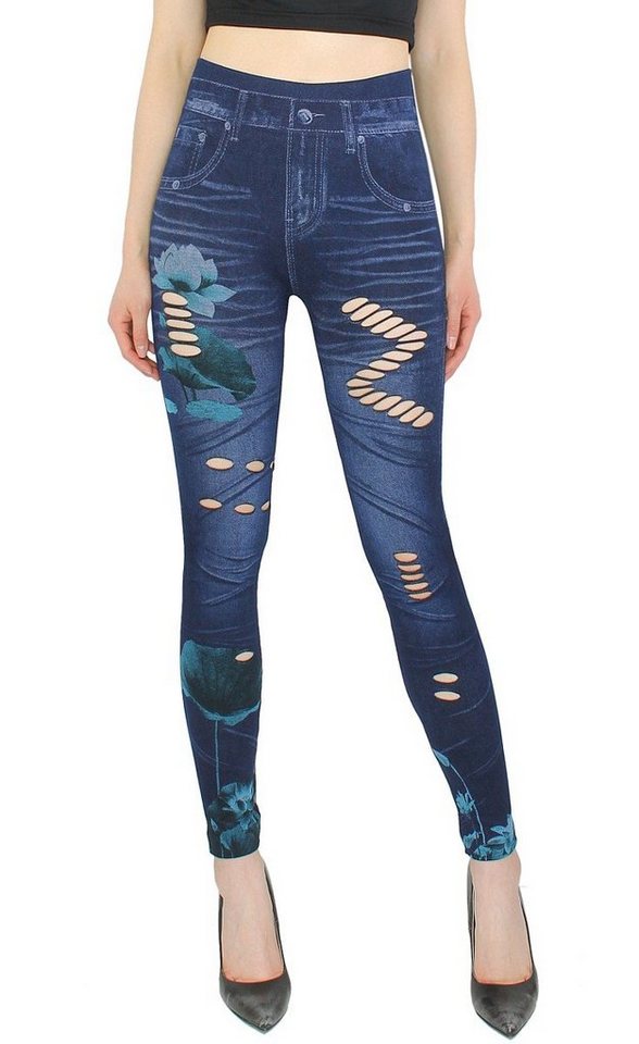 dy_mode Jeggings Damen Jeggings High Waist Leggings in Jeans Optik BequemJeansleggings mit elastischem Bund von dy_mode