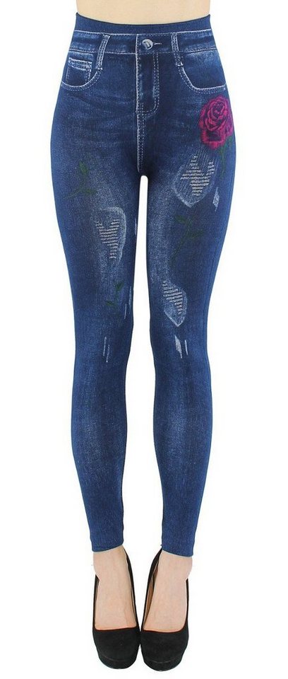 dy_mode Jeggings Damen Jeggings High Waist Leggings in Jeans Optik BequemJeansleggings mit elastischem Bund von dy_mode