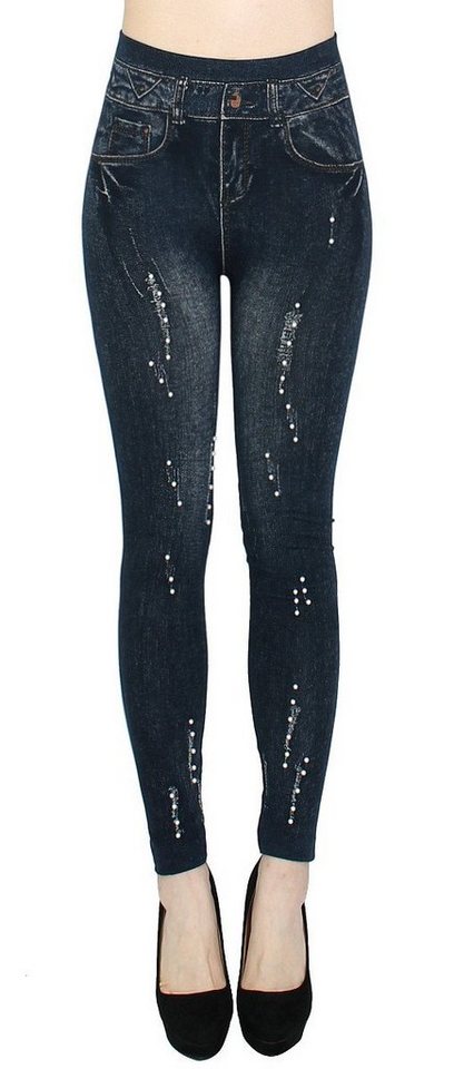 dy_mode Jeggings Damen Jeggings High Waist Leggings in Jeans Optik BequemJeansleggings mit elastischem Bund von dy_mode