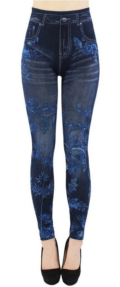 dy_mode Jeggings Damen Jeggings Leggings in Jeans Optik High Waist Jeansleggings Bequem mit elastischem Bund von dy_mode
