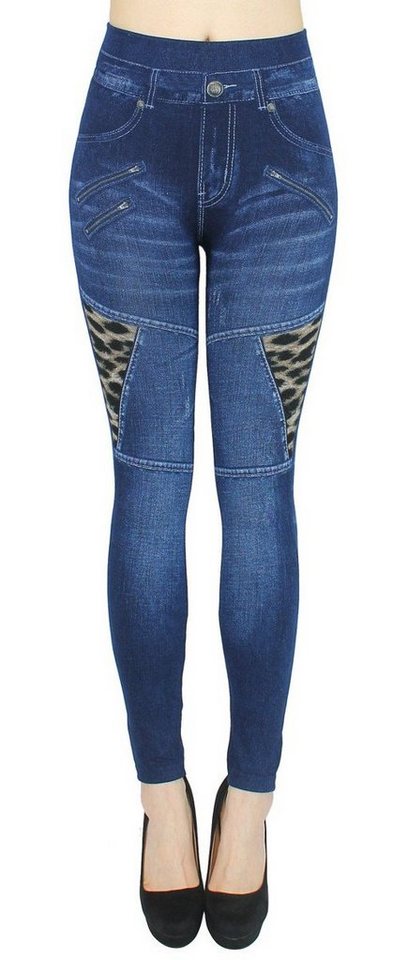 dy_mode Jeggings Damen Jeggings Leggings in Jeans Optik High Waist Jeansleggings Bequem mit elastischem Bund von dy_mode