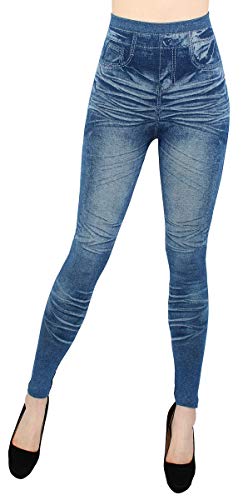 dy_mode Jeggings Damen Leggings High Waist Jeans Optik Hose - JL068 (JL504-Stars) von dy_mode