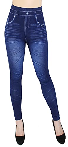 dy_mode Jeggings Damen Leggings Jeans Optik Grau Leggins -YLG080 (Jl535-blumenpocket | Gr.36-38) von dy_mode