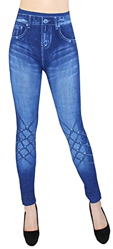 dy_mode Jeggings Damen Leggings Jeans Optik Grau Leggins -YLG080 (Jl542-kneecrosses | Gr.36-40) von dy_mode