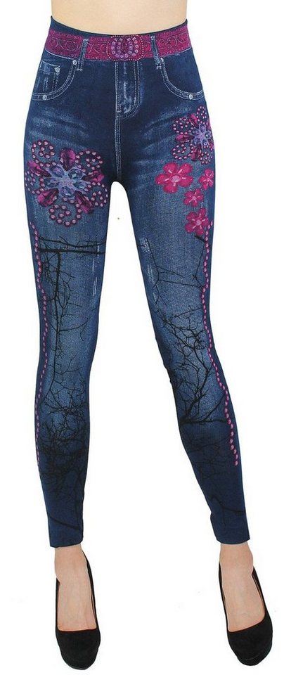 dy_mode Jeggings Damen Leggings in Jeans Optik High Waist Jeggings Jeansleggings Bequem mit elastischem Bund von dy_mode