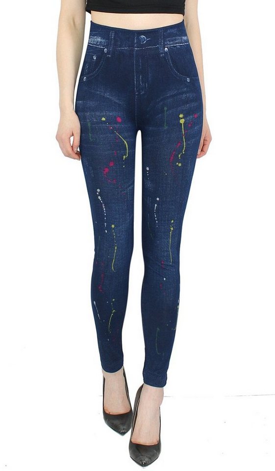 dy_mode Jeggings Damen Leggings in Jeans Optik Jeggings Jeansleggings High Waist mit elastischem Bund von dy_mode