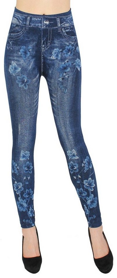 dy_mode Jeggings Damen Leggings in Jeans Optik Jeggings Jeansleggings High Waist mit elastischem Bund von dy_mode
