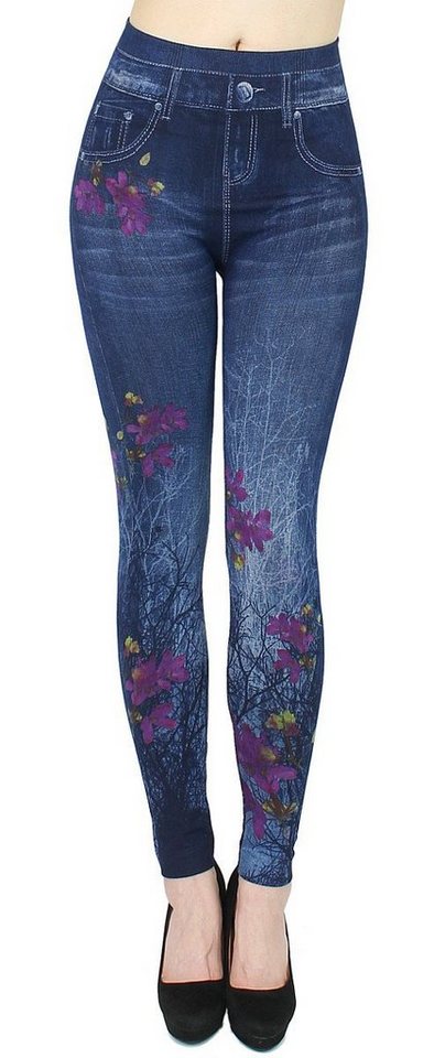 dy_mode Jeggings Damen Leggings in Jeans Optik Jeggings Jeansleggings High Waist mit elastischem Bund von dy_mode