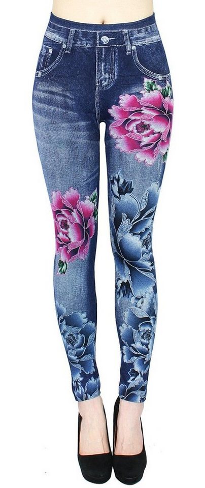 dy_mode Jeggings Damen Leggings in Jeans Optik Jeggings Jeansleggings High Waist mit elastischem Bund von dy_mode