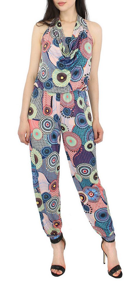 dy_mode Jumpsuit Damen Jumpsuit Bunter Overall Sommer Einteiler Neckholder Neckholder von dy_mode