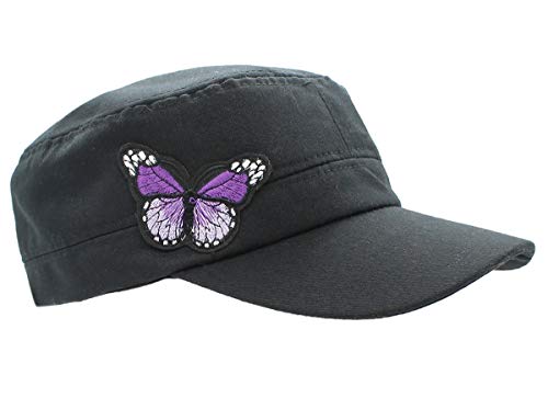 dy_mode Kappe Damen Baseball Cap Mütze Schirmmütze Schmetterling Butterfly - K050 (K050-Schwarz) von dy_mode