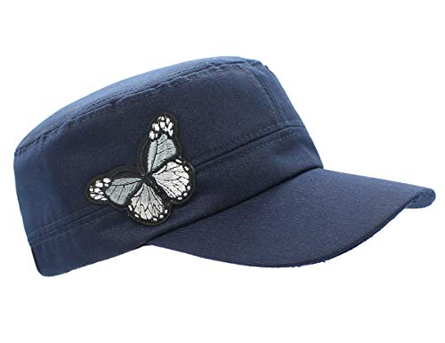 dy_mode Kappe Damen Baseball Cap Mütze Schirmmütze Schmetterling Butterfly - K050 (K050-Tiefblau) von dy_mode