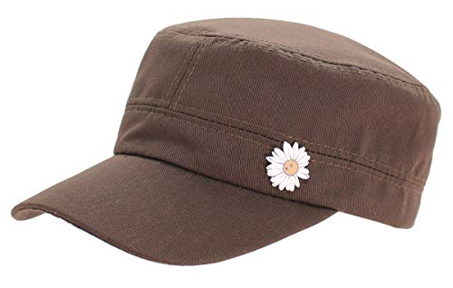 dy_mode Kappe Damen Baseball Cap Mütze Schirmmütze mit Knöpfe - K008 (K027-Braun) von dy_mode