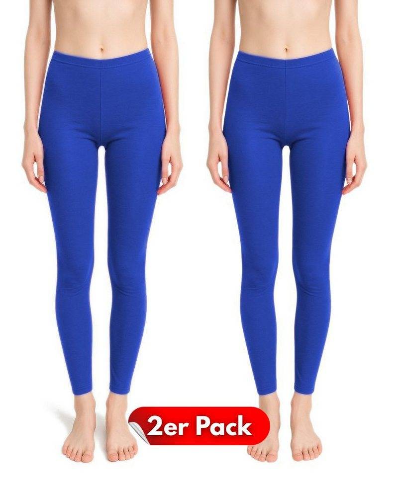 dy_mode Leggings 2er-Pack Damen Leggings mit Gummibund bequeme Yogaleggings (2er-Pack) mit elastischem Bund, in Unifarbe von dy_mode