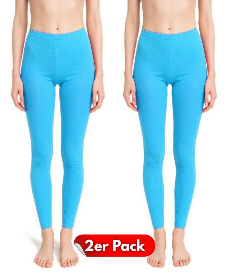 dy_mode Leggings 2er-Pack Damen Leggings mit Gummibund bequeme Yogaleggings (2er-Pack) mit elastischem Bund, in Unifarbe von dy_mode