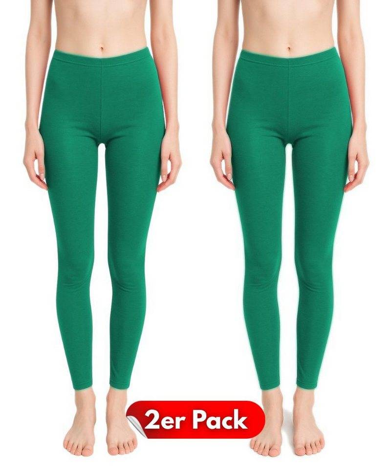 dy_mode Leggings 2er-Pack Damen Leggings mit Gummibund bequeme Yogaleggings (2er-Pack) mit elastischem Bund, in Unifarbe von dy_mode
