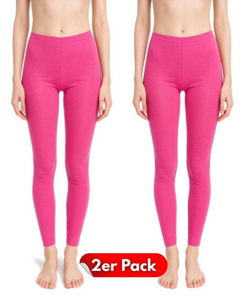 dy_mode Leggings 2er-Pack Damen Leggings mit Gummibund bequeme Yogaleggings (2er-Pack) mit elastischem Bund, in Unifarbe von dy_mode