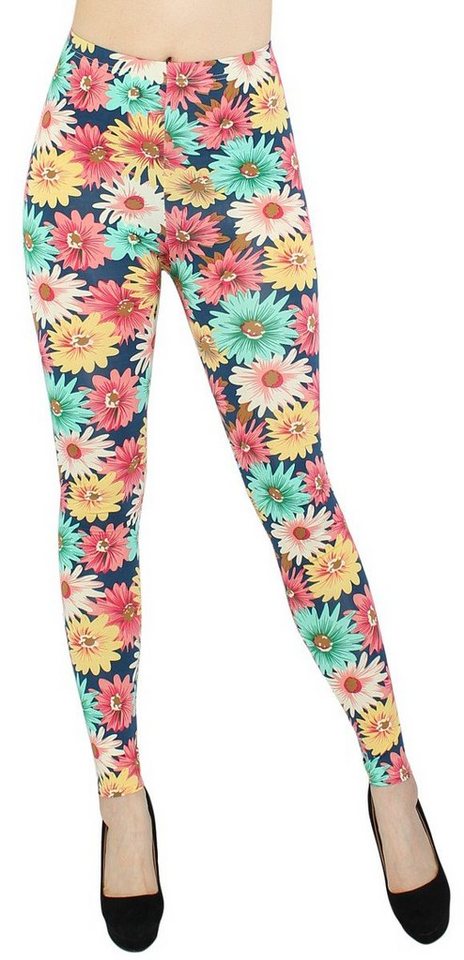 dy_mode Leggings Bequeme High Waist Leggings Damen Yogahose Fitnessleggings Geblümt High Waist von dy_mode