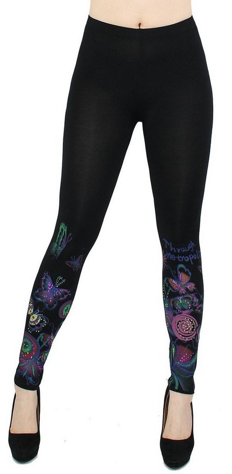 dy_mode Leggings Bunt geblümte Damen Leggings Leichte Sommerleggings Weich Flexibel mit elastischem Bund von dy_mode