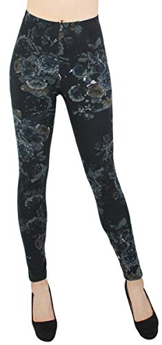 dy_mode Leggings Damen Blumen Muster Leggins bunt Gemustert - JL096 (JLPoly003-NightBloom) von dy_mode