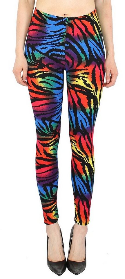 dy_mode Leggings Damen Leggings Tiger Muster Animal Print Fitnesshose Zebra Leggins mit elastischem Bund von dy_mode