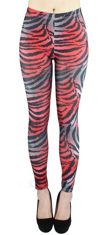 dy_mode Leggings Damen Leggings Tiger Muster Animal Print Fitnesshose Zebra Leggins mit elastischem Bund von dy_mode