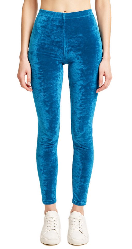 dy_mode Leggings Damen Leggings mit Glanzeffekt Samt Leggings mit Gummibund Gr. 32-36 in Unifarbe, mit elastischem Bund von dy_mode