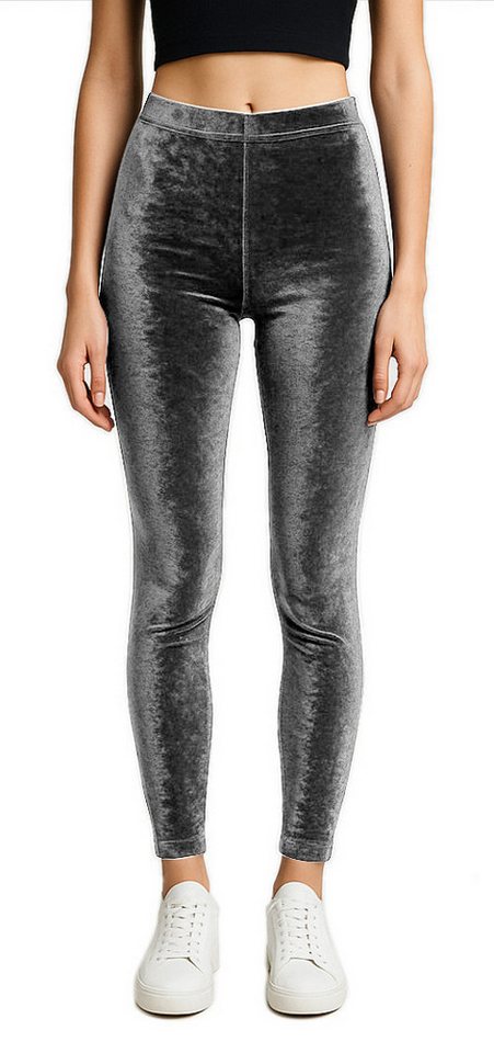 dy_mode Leggings Damen Leggings mit Glanzeffekt Samt Leggings mit Gummibund Gr. 32-36 in Unifarbe, mit elastischem Bund von dy_mode