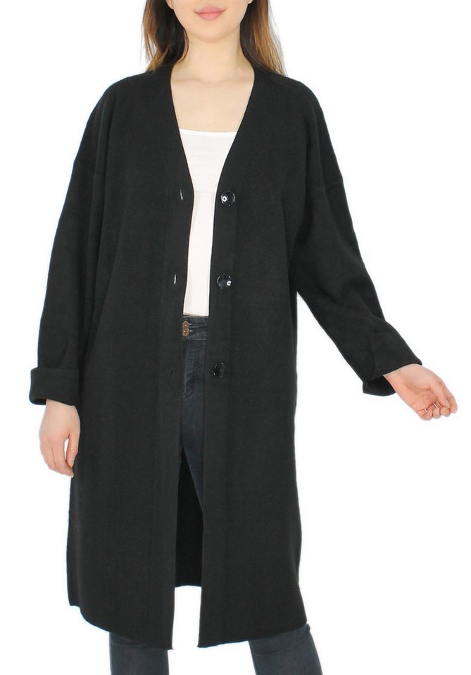 dy_mode Longstrickjacke Langer Strick Cardigan Damen Strickjacke im Oversize-Look in Unifarben in Unifarbe von dy_mode