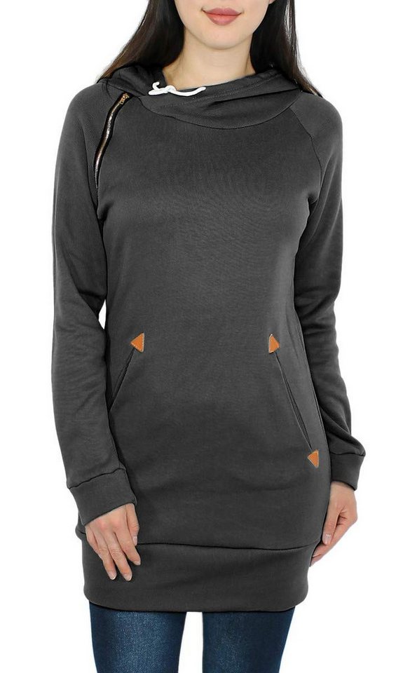 dy_mode Longsweatshirt Damen Kapuzenpullover Sweatshirt Lang Hoodie Longshirt mit Kapuze mit Kapuze von dy_mode